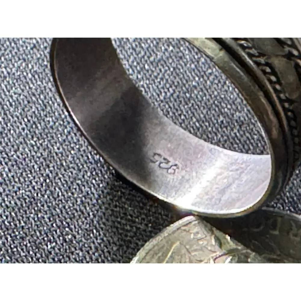 Vintage 925 Silver Dual Twisted Rope Mens Band Ring Size 11